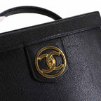 Chanel Caviar Leather Vanity 2-Way Hand Shoulder Bag Black Vintage — view 9