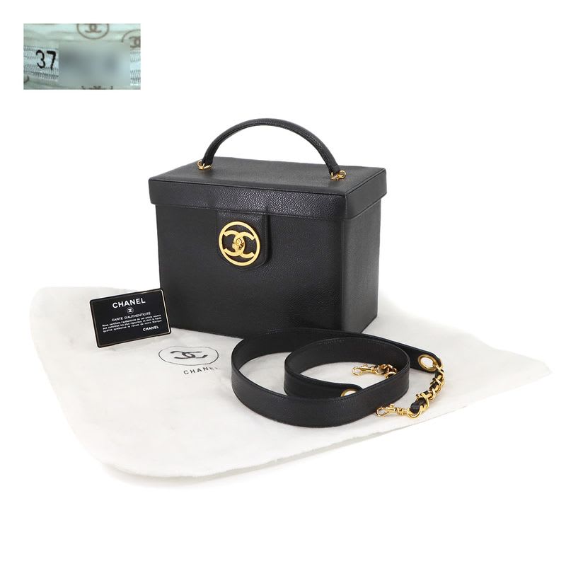 Chanel Caviar Leather Vanity 2-Way Hand Shoulder Bag Black Vintage — view 3