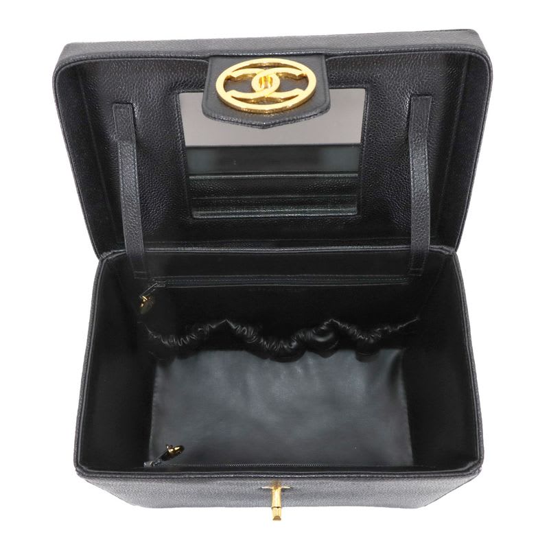 Chanel Caviar Leather Vanity 2-Way Hand Shoulder Bag Black Vintage — view 7