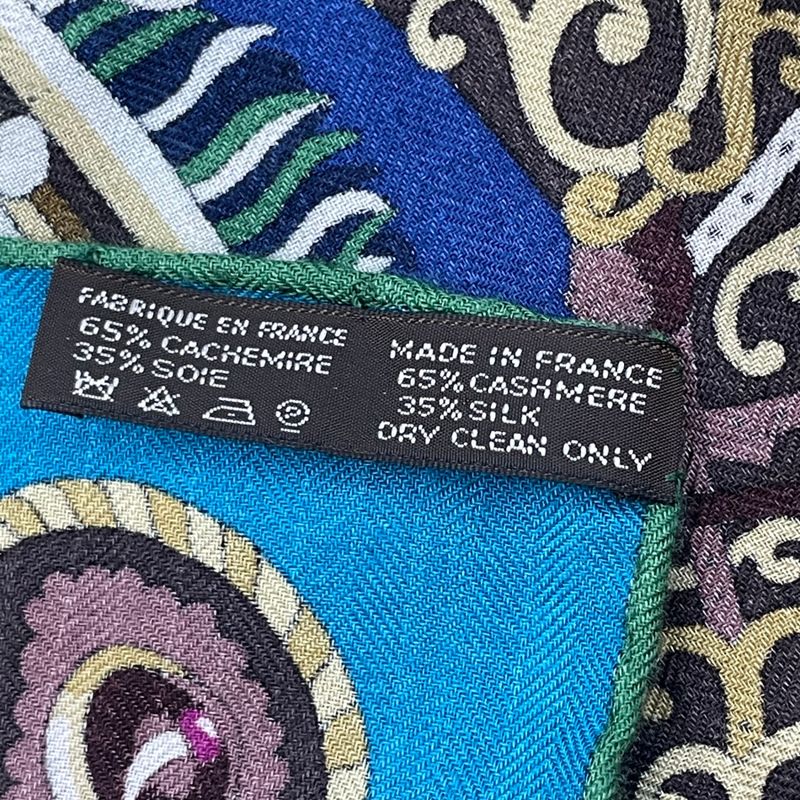 Hermes Scarf Carre 140 Cashmere SOUS LE GIDE de MARS God Of War Blue — view 9