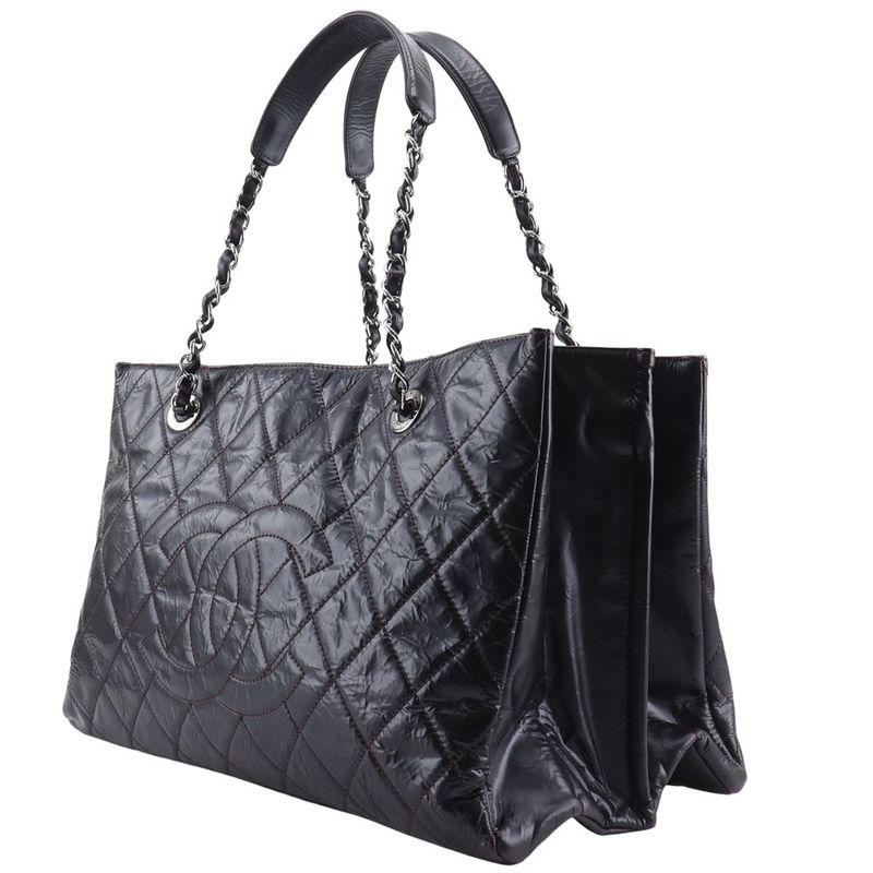 Chanel Grand Shopping Tote XL Quilted Chain Wrinkled Patent — view 2