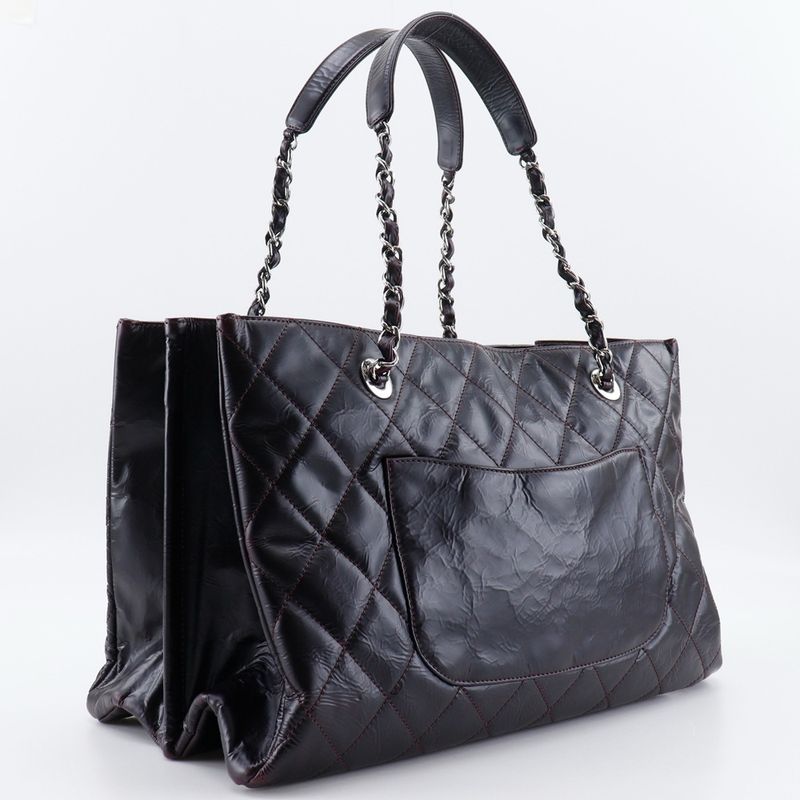 Chanel Grand Shopping Tote XL Quilted Chain Wrinkled Patent — view 3
