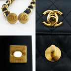 Chanel Mini Chain Shoulder Rope Vintage Satin Black Bag — view 9