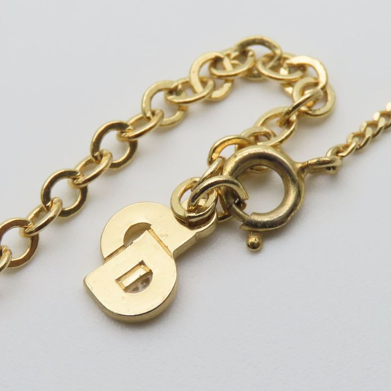 Christian Dior Necklace CD Logo Metal Rhinestone Gold Plated GP Accessories — view 8