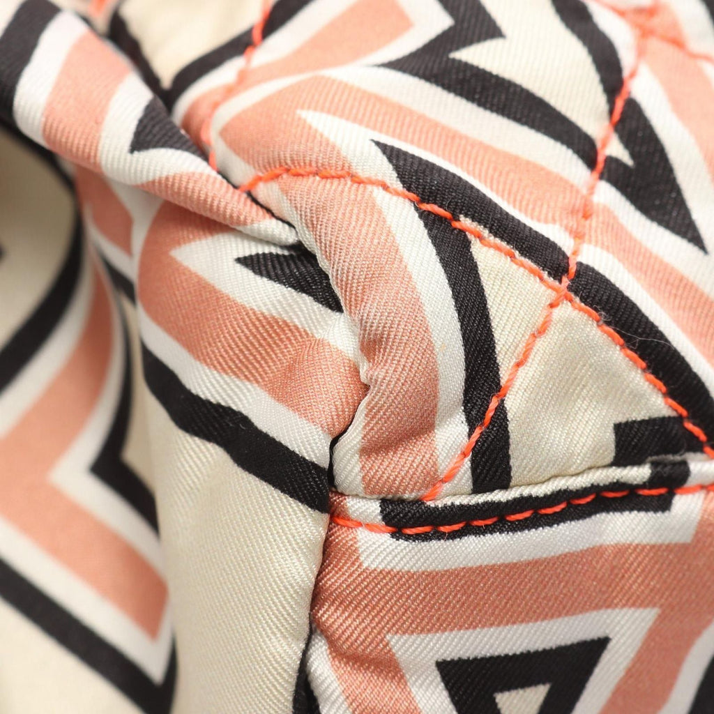Chanel Rucksack Backpack Quilted Neon Off White Black Canvas Logo — view 8