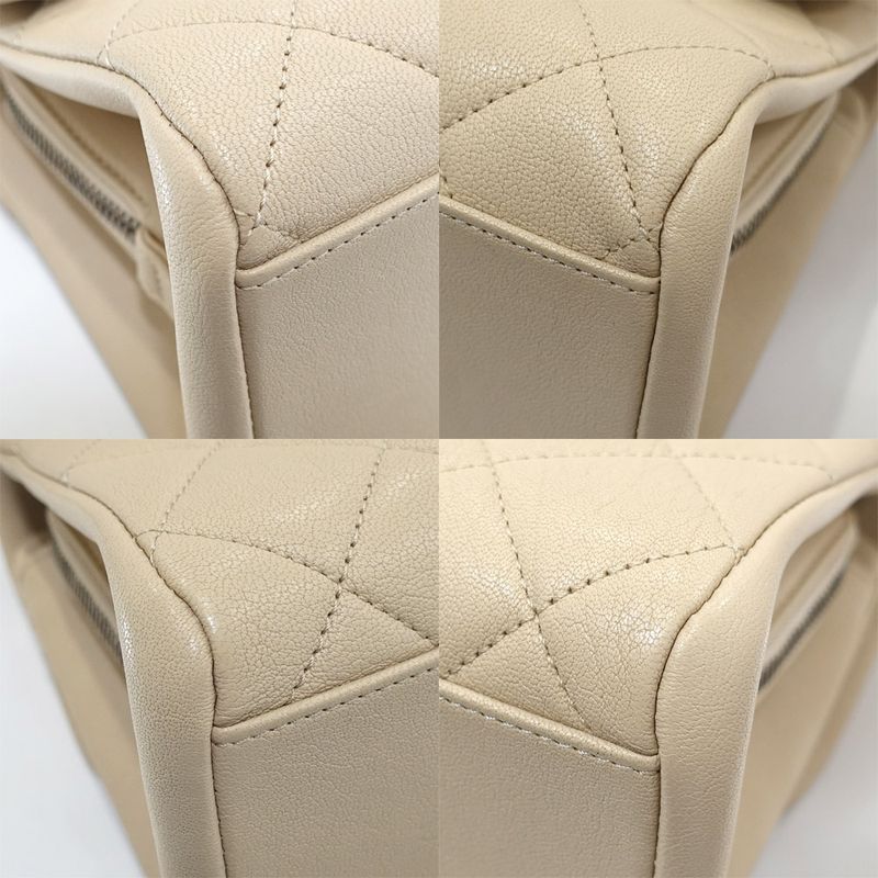 Chanel Quilted Chain Shoulder Bag Leather Beige Gdhardware Vintage — view 6