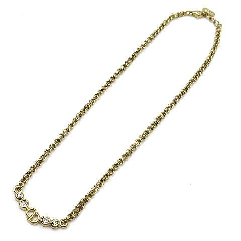 Christian Dior Logo Tennis Necklace Pendant Chain Gold Vintage Aa — view 3