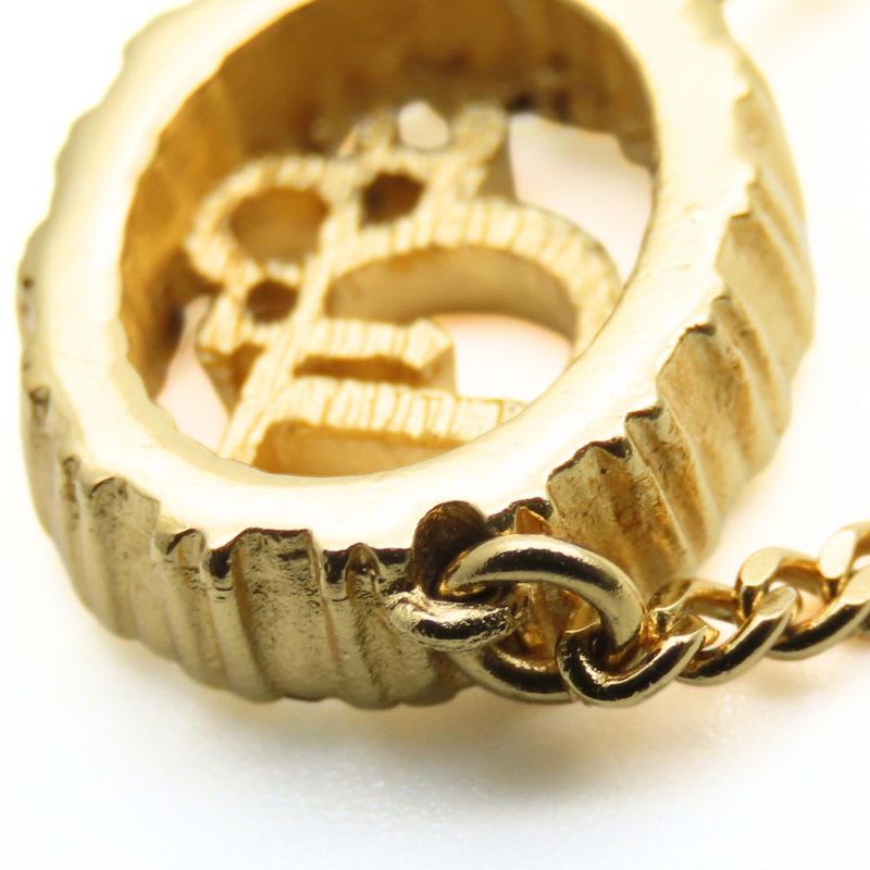 Christian Dior Necklace Metal Rhinestone Gold CD Logo GP Accessories — view 6