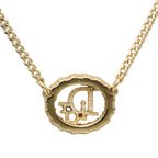 Christian Dior Necklace Metal Rhinestone Gold CD Logo GP Accessories — view 3