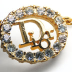 Christian Dior Necklace Metal Rhinestone Gold CD Logo GP Accessories — view 4
