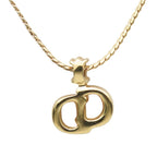 Christian Dior Necklace CD Logo Metal Rhinestone Gold Accessory Plated GP — view 3