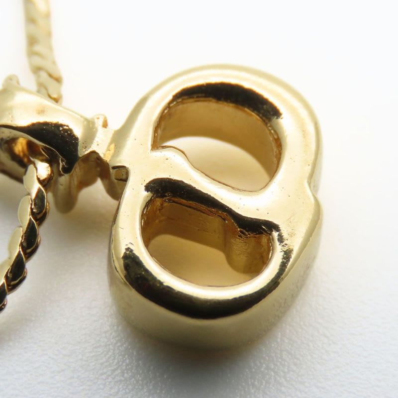 Christian Dior Necklace CD Logo Metal Rhinestone Gold Accessory Plated GP — view 5