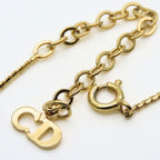 Christian Dior Necklace CD Logo Metal Rhinestone Gold Accessory Plated GP — view 7