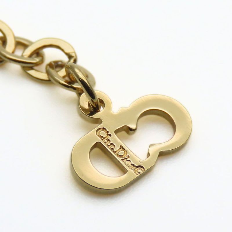 Christian Dior Necklace CD Logo Metal Rhinestone Gold Accessory Plated GP — view 8