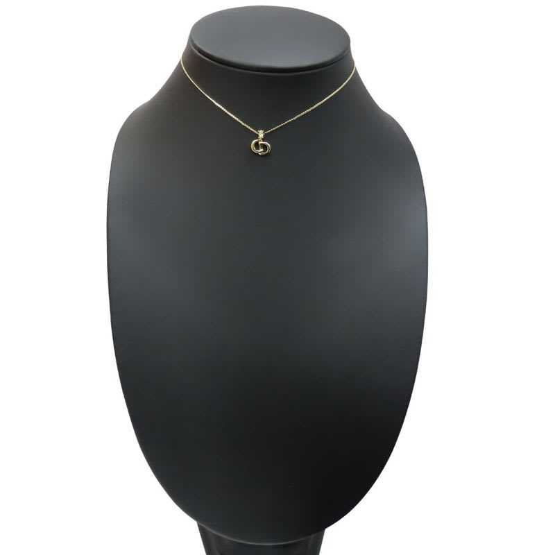 Christian Dior Necklace CD Logo Metal Rhinestone Gold Accessory Plated GP — view 9