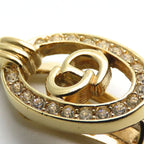 Christian Dior Earrings CD Logo Metal Rhinestone Gold Plated Accessory — view 7