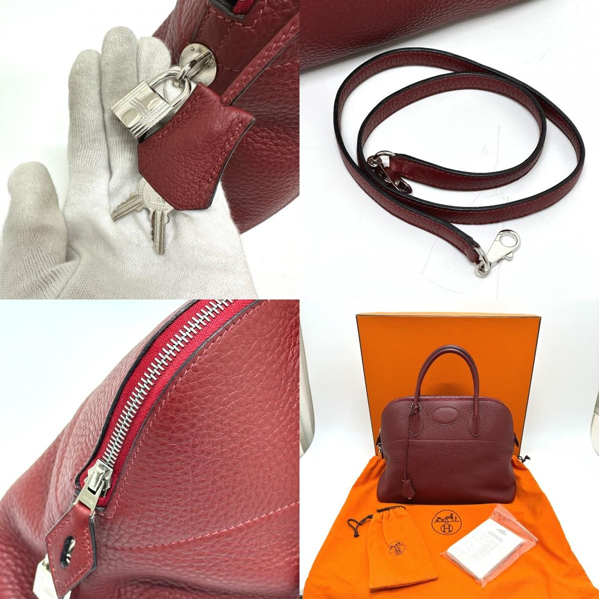 Hermes Handbag Bolide 35 Taurillon Clemence Rouge Ash Red — view 2