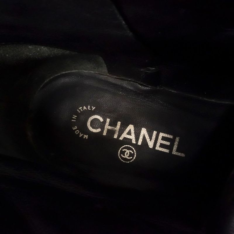 Chanel Tweed Boots Short Coco Mark Lace Up Shoes Size 38 — view 9
