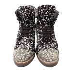 Chanel Tweed Boots Short Coco Mark Lace Up Shoes Size 38 — view 2