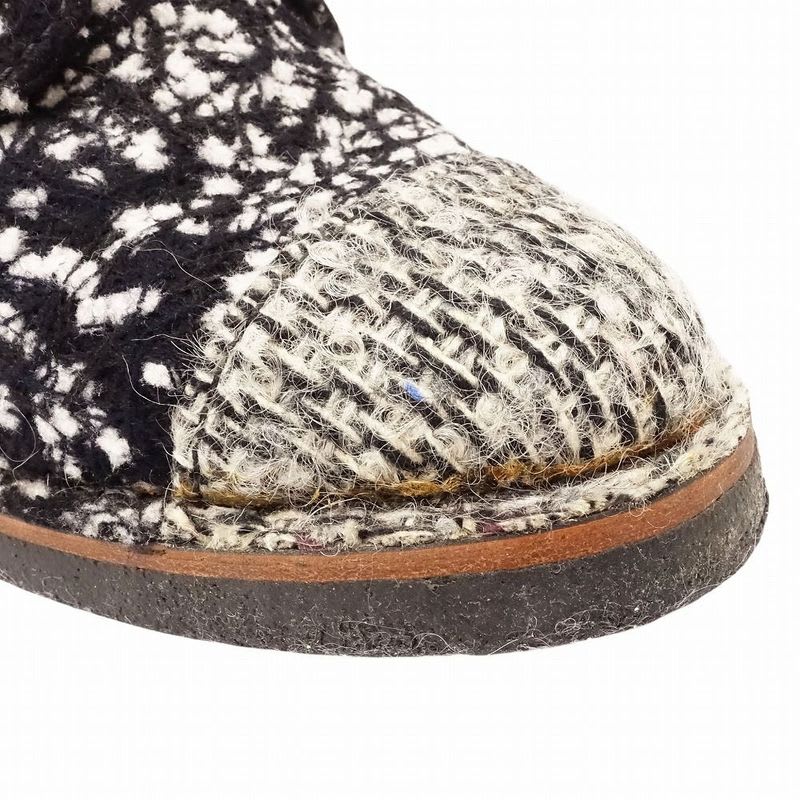 Chanel Tweed Boots Short Coco Mark Lace Up Shoes Size 38 — view 8