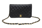 Chanel Turnlock Chain Shoulder Bag CC Logo Lambskin Black Gold