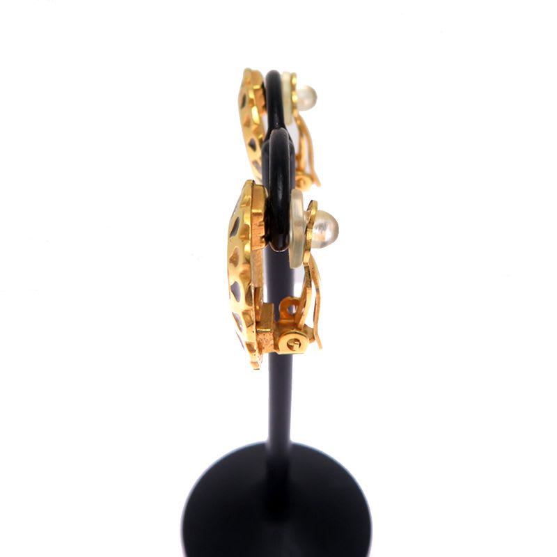 Chanel Quilted Gold-Tone Crystal Embellished — view 4