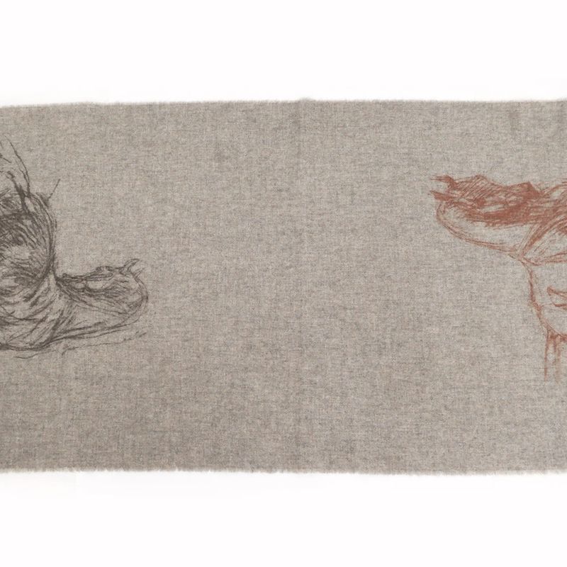 Hermes Muffler Gallop Pirouette Gray 100% Cashmere Cleaned Accessori Scarf — view 4