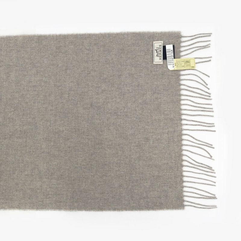 Hermes Muffler Gallop Pirouette Gray 100% Cashmere Cleaned Accessori Scarf — view 9