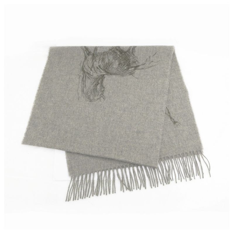 Hermes Muffler Gallop Pirouette Gray 100% Cashmere Cleaned Accessori Scarf — view 2
