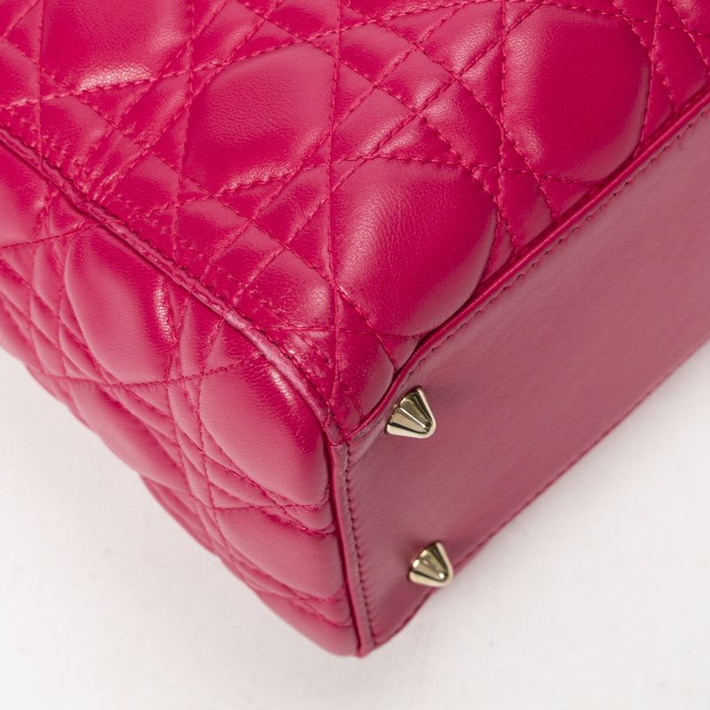 Dior Medium Lady Zip Fuchsia Cannage Lambskin Leather — view 9