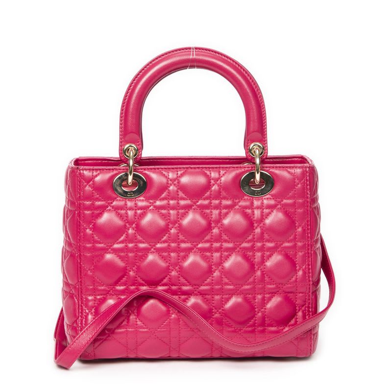 Dior Medium Lady Zip Fuchsia Cannage Lambskin Leather — view 6
