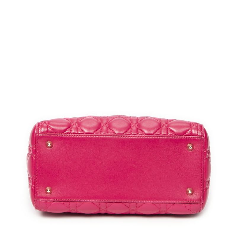 Dior Medium Lady Zip Fuchsia Cannage Lambskin Leather — view 7
