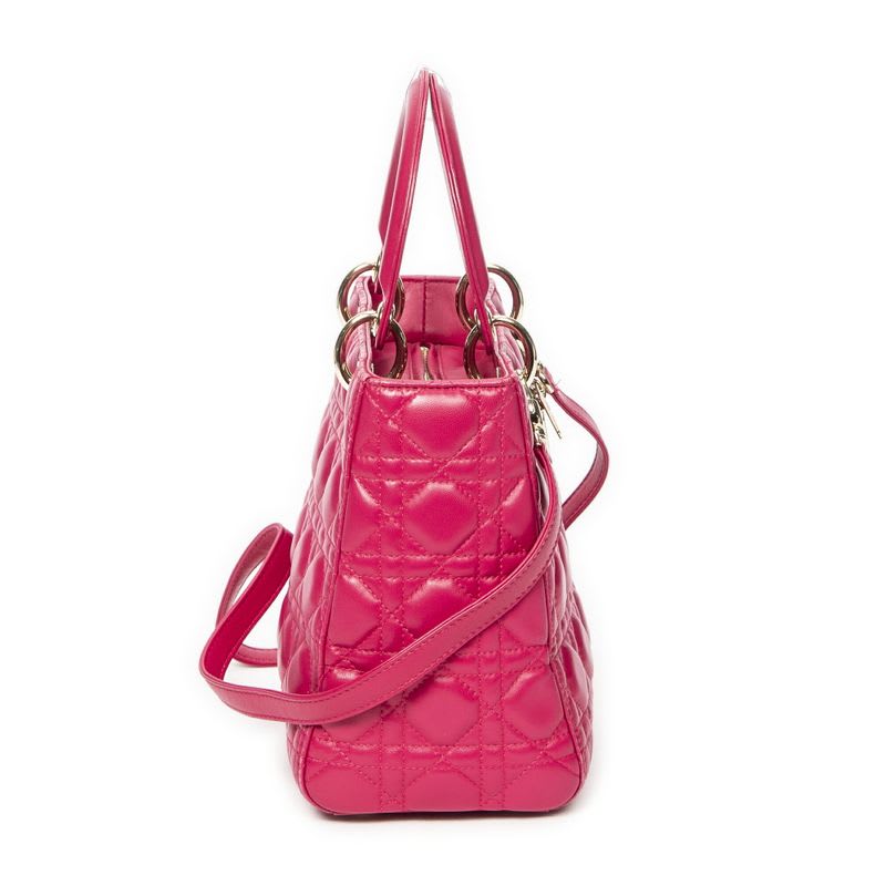 Dior Medium Lady Zip Fuchsia Cannage Lambskin Leather — view 5