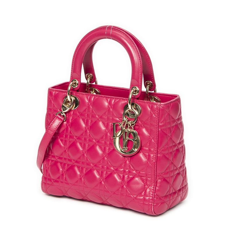 Dior Medium Lady Zip Fuchsia Cannage Lambskin Leather — view 3