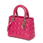 Dior Medium Lady Zip Fuchsia Cannage Lambskin Leather — view 3