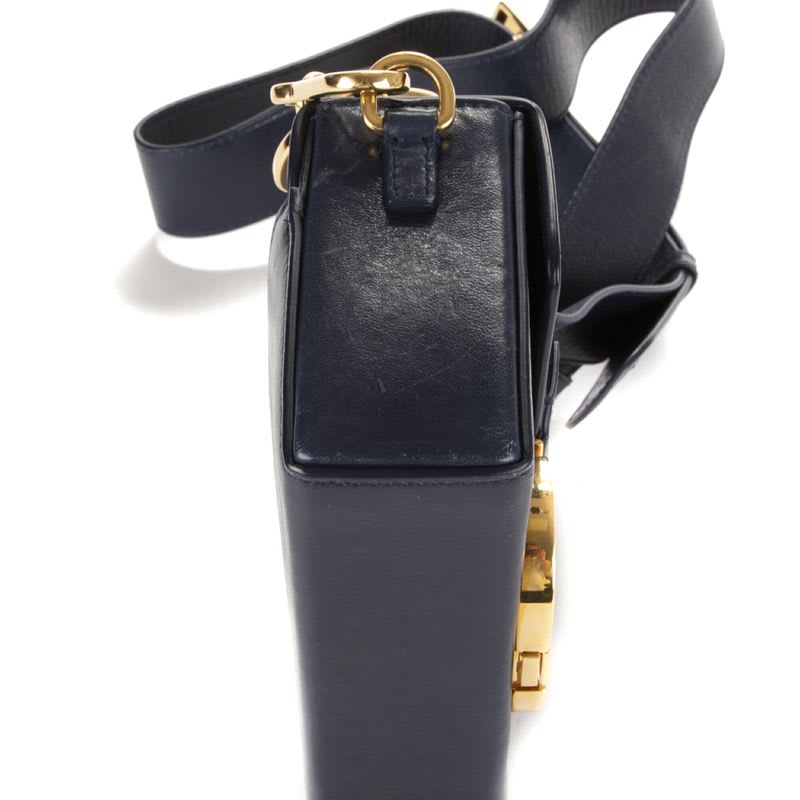 Dior Montaigne Small Box Navy Calfskin Leather — view 8