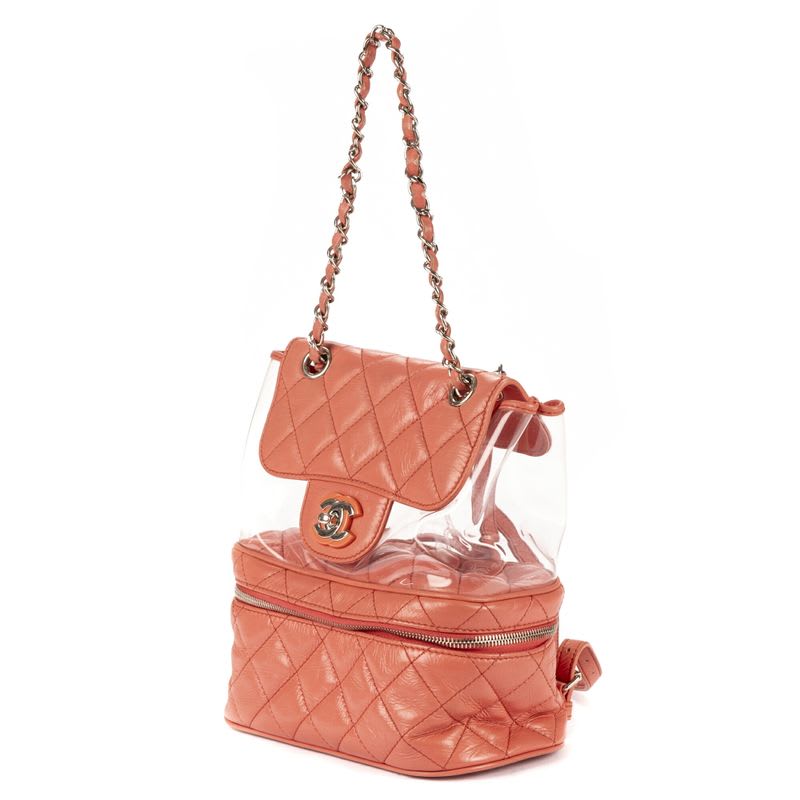 Chanel 2018 Limited Edition Aquarium Backpack Pink Transparent Quilted — view 3