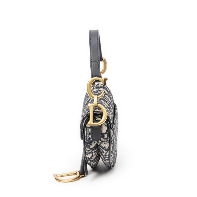 Dior Navy Beige Oblique Jacquard Canvas — view 4