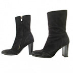Chanel Suede Side Zip Middle Boots High Heels 36 Black 1205 — view 3