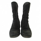 Chanel Suede Side Zip Middle Boots High Heels 36 Black 1205 — view 2