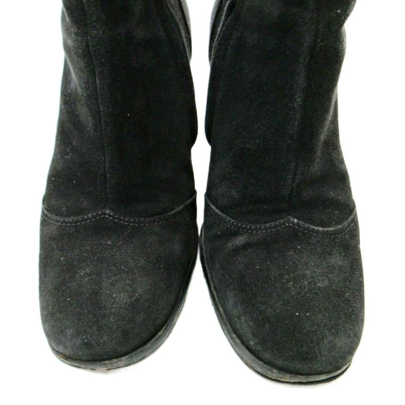 Chanel Suede Side Zip Middle Boots High Heels 36 Black 1205 — view 7
