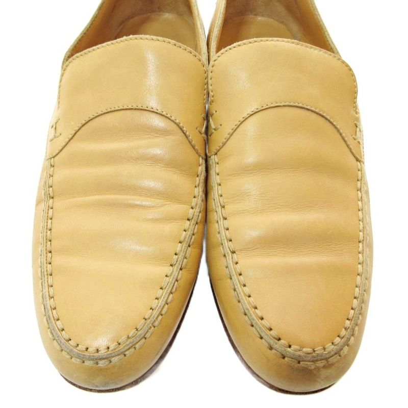 Hermes H Logo Stitch All Leather Loafers 37 Beige 1205 Mnk3 — view 6