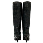 Chanel Boots Long Coco Mark Ribbon Chain Fabric Black — view 5