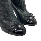 Chanel Boots Long Coco Mark Ribbon Chain Fabric Black — view 7