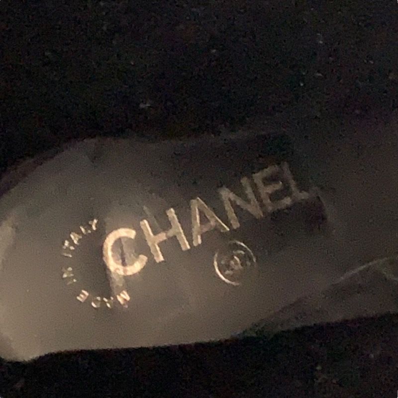 Chanel Boots Long Coco Mark Ribbon Chain Fabric Black — view 9