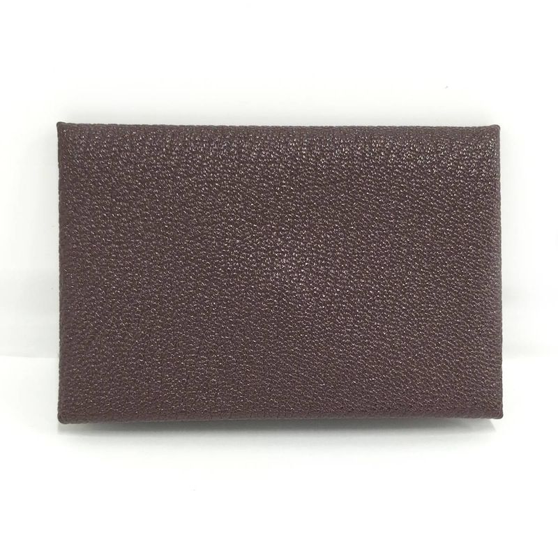 Hermes Calvi Duo Coin Case Leather Brown Z Stamp — view 3