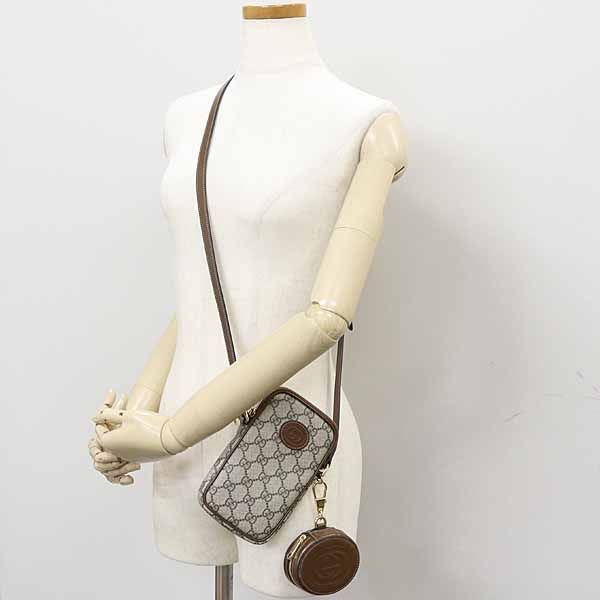 Gucci Interlocking G Mini Shoulder Bag GG Supreme Canvas Leather Beige — view 6