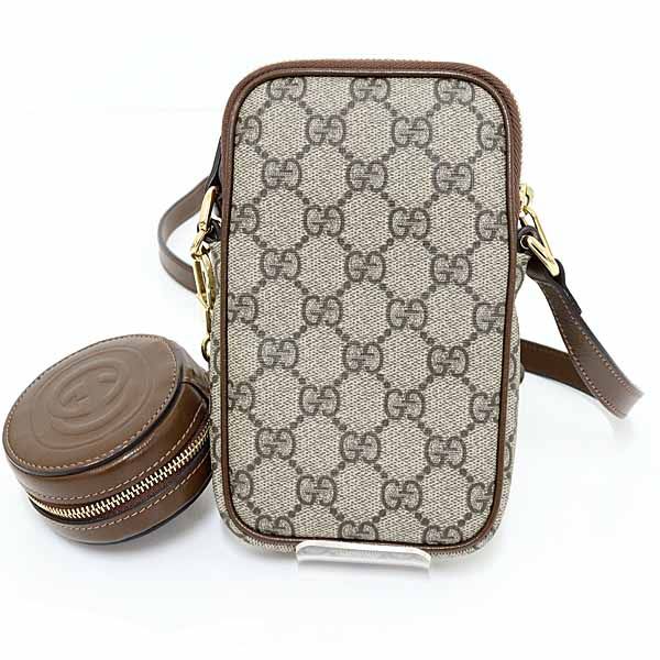 Gucci Interlocking G Mini Shoulder Bag GG Supreme Canvas Leather Beige — view 4