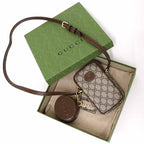 Gucci Interlocking G Mini Shoulder Bag GG Supreme Canvas Leather Beige — view 3