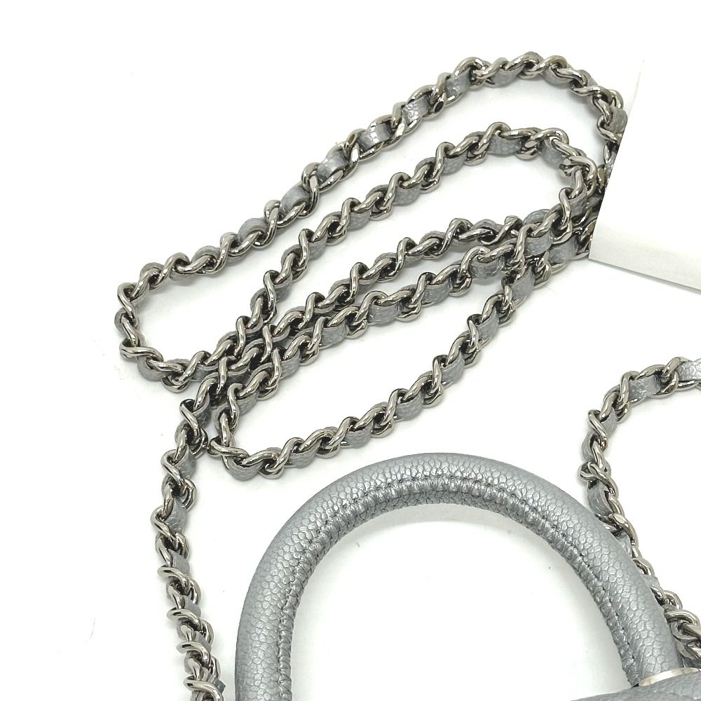 Chanel Handbag Coco Handle Caviar Leather Silver — view 7